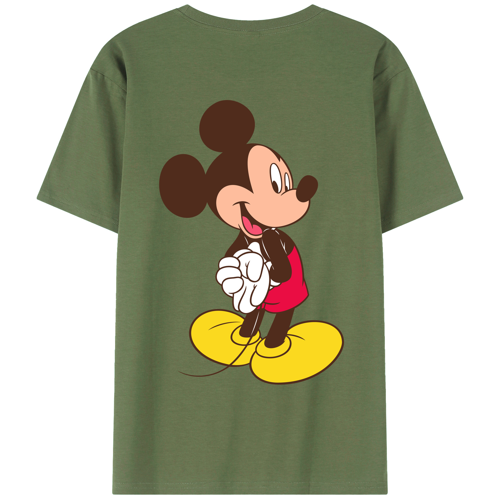ミッキーマウス Mickey Mouse 綿100％ メンズ半袖Tシャツ（バックプリント） 通気性